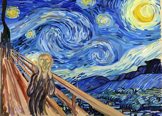 Scream in The Starry Night