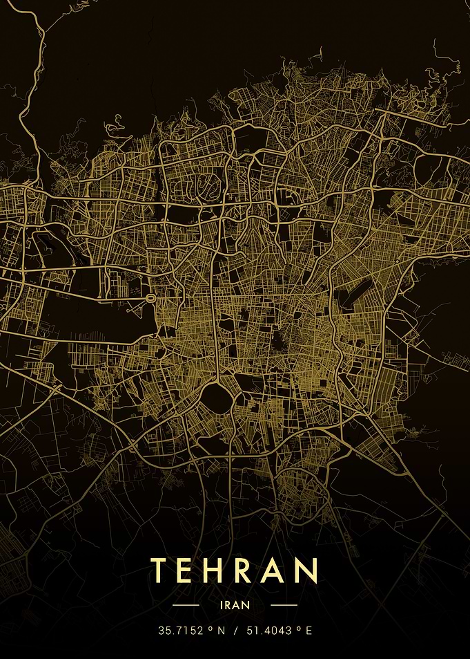 Tehran City Map Gold