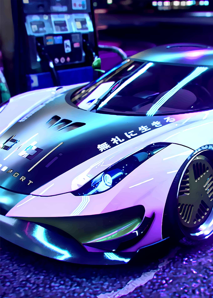 Luxury Car neon night