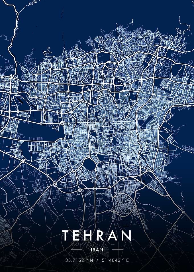 Tehran City Map Blueprint