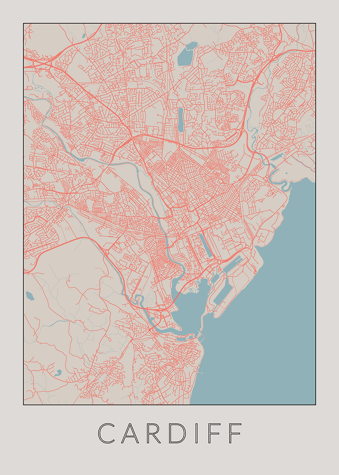 Cardiff Vintage Map
