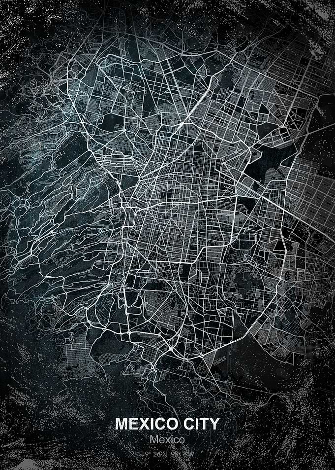 mexico city chalkboard map
