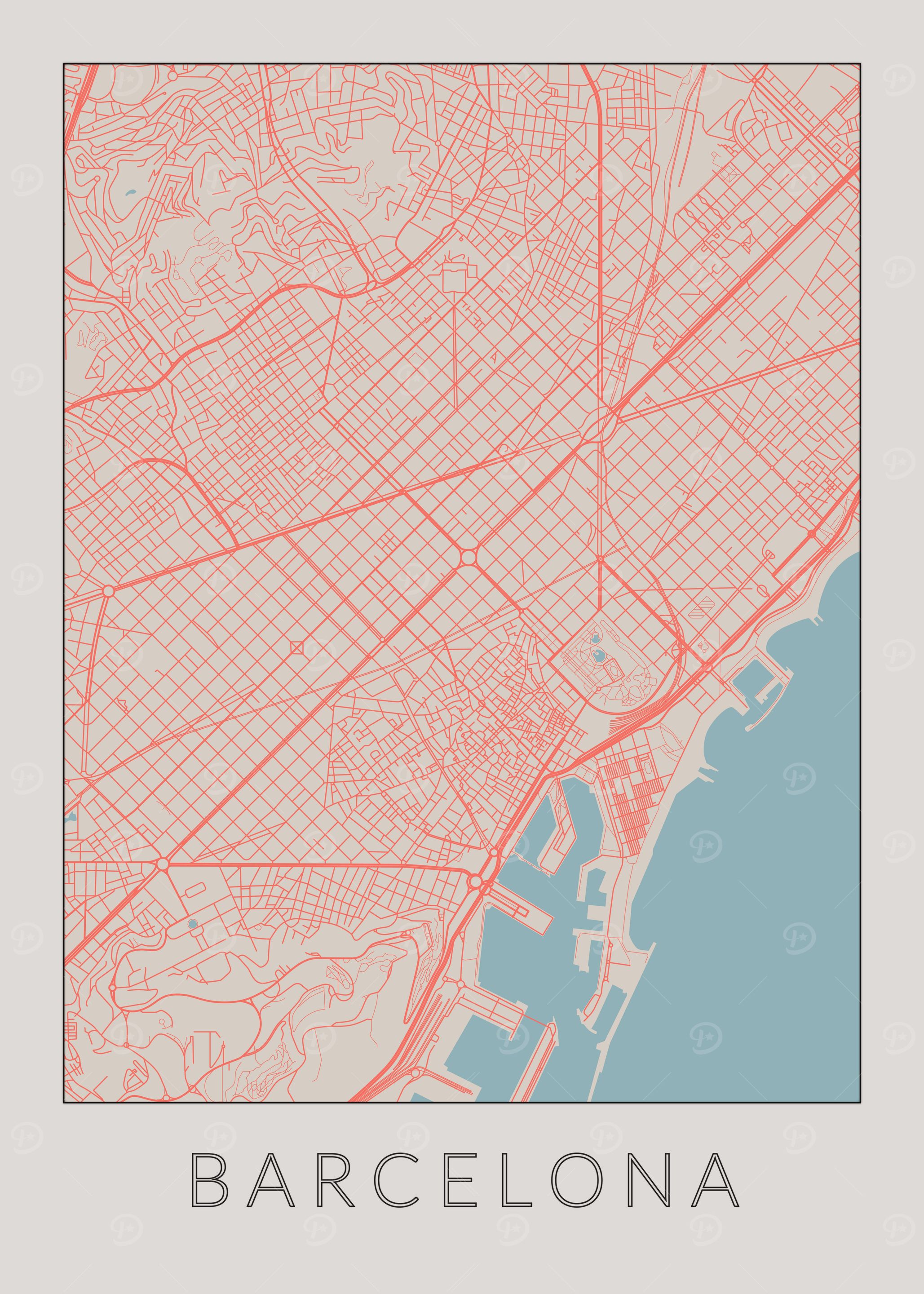 Barcelona Vintage Map