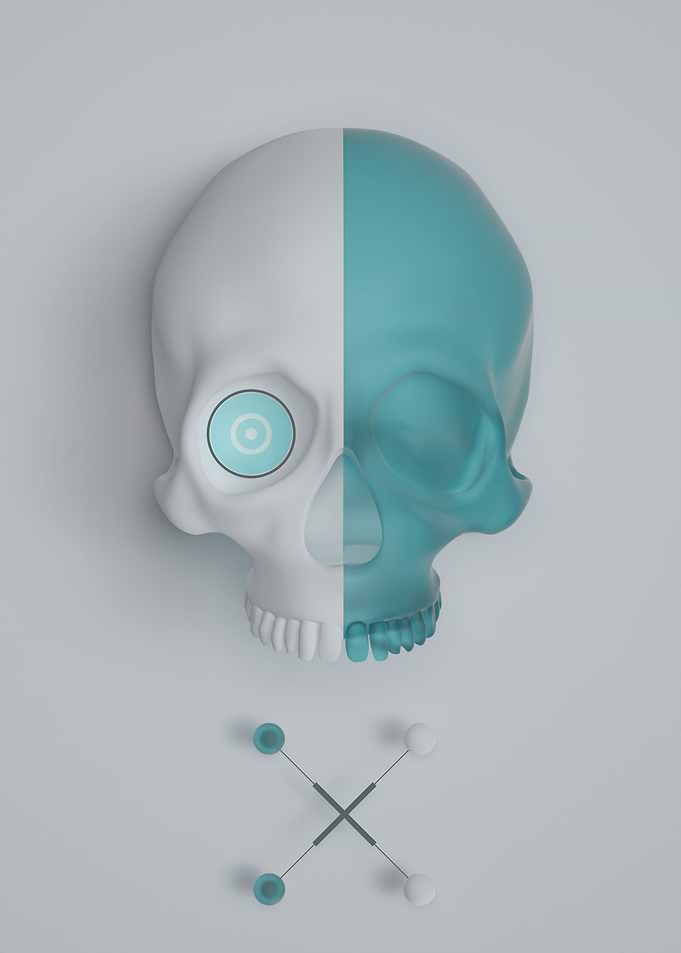 Half Glass Skull