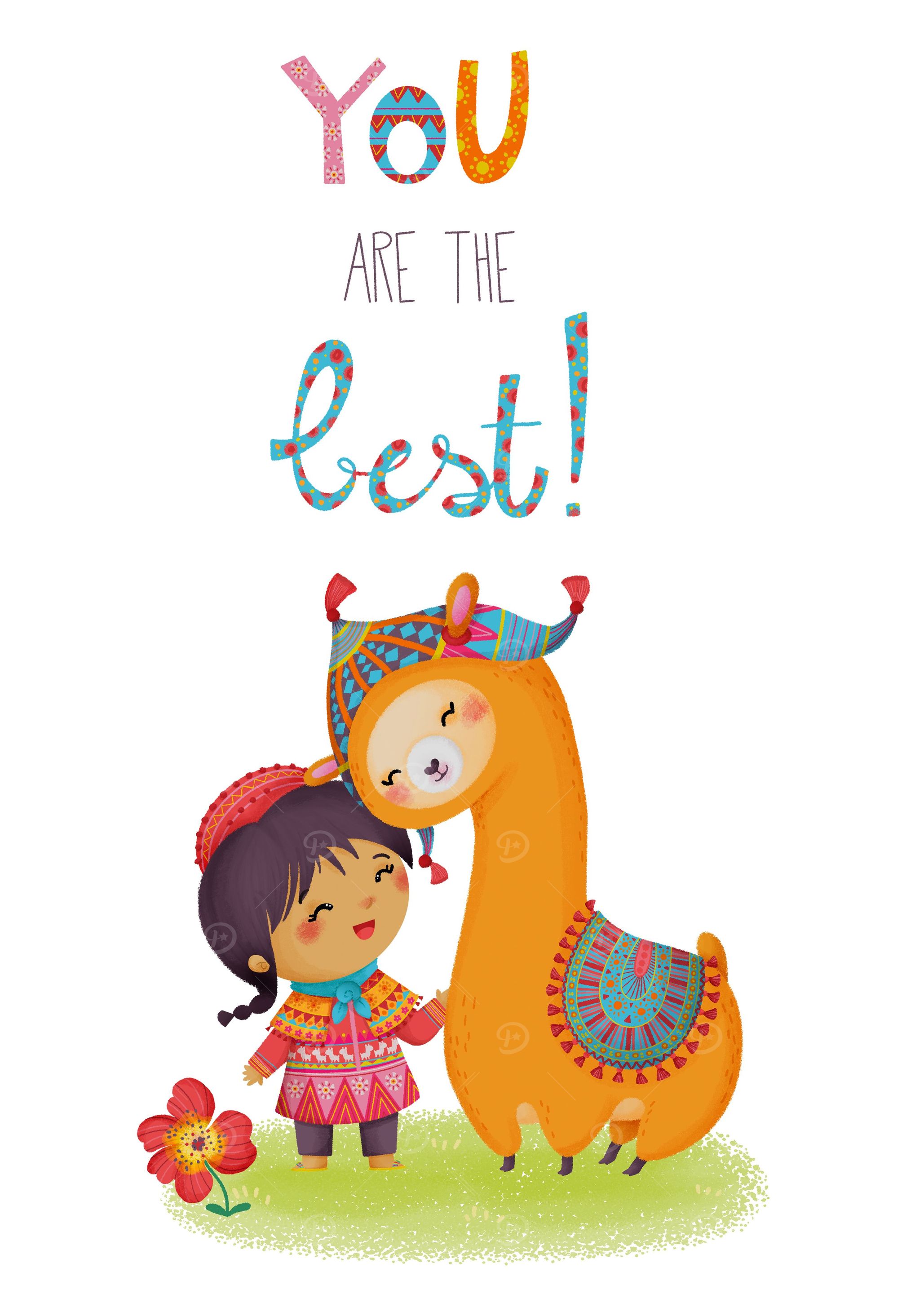 little girl and llama