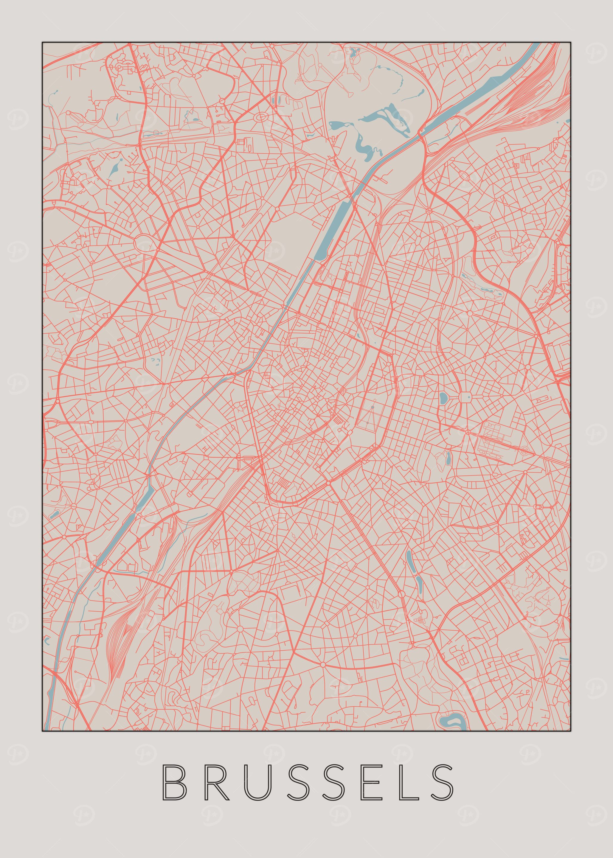 Brussels Vintage Map