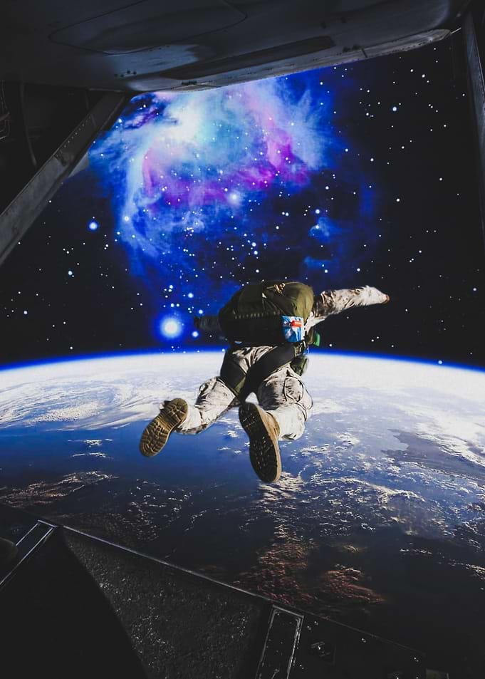 Paratrooper Jump in Space