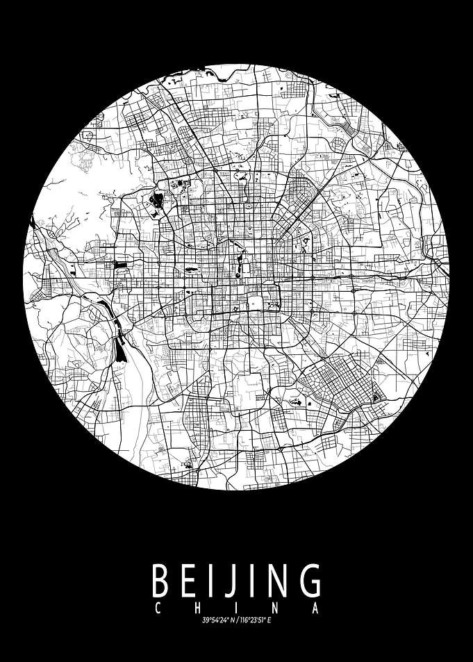 Beijing City Map Full Moon
