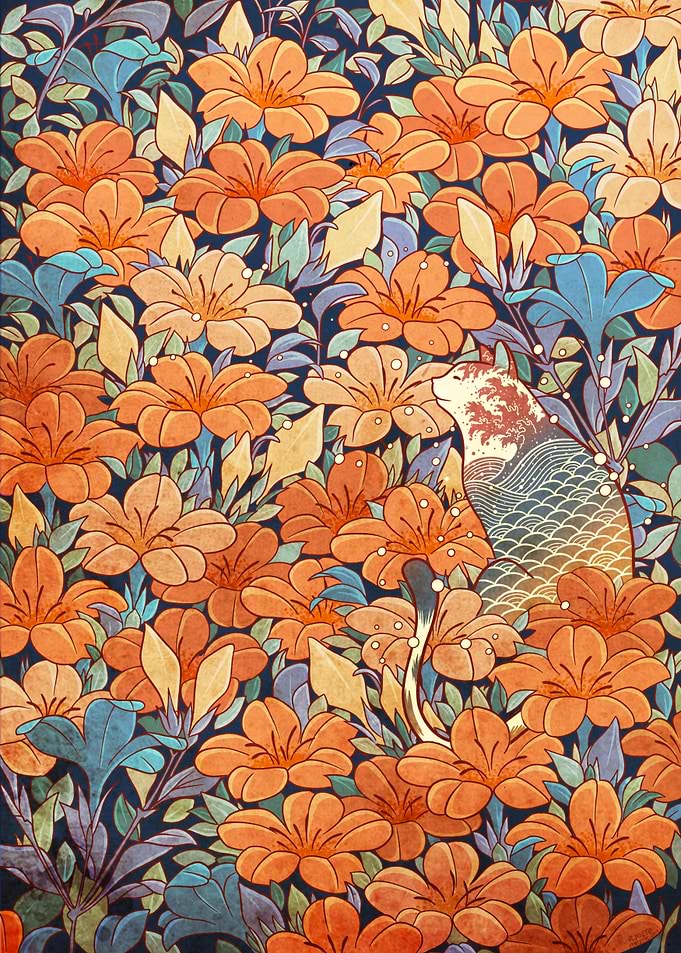 Neko and flowers