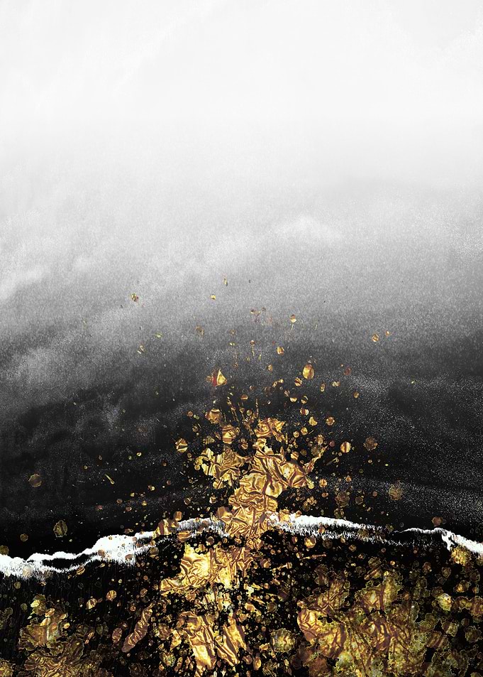 Black and gold volcano