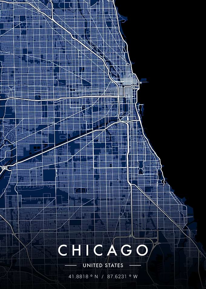 Chicago City Map Blueprint