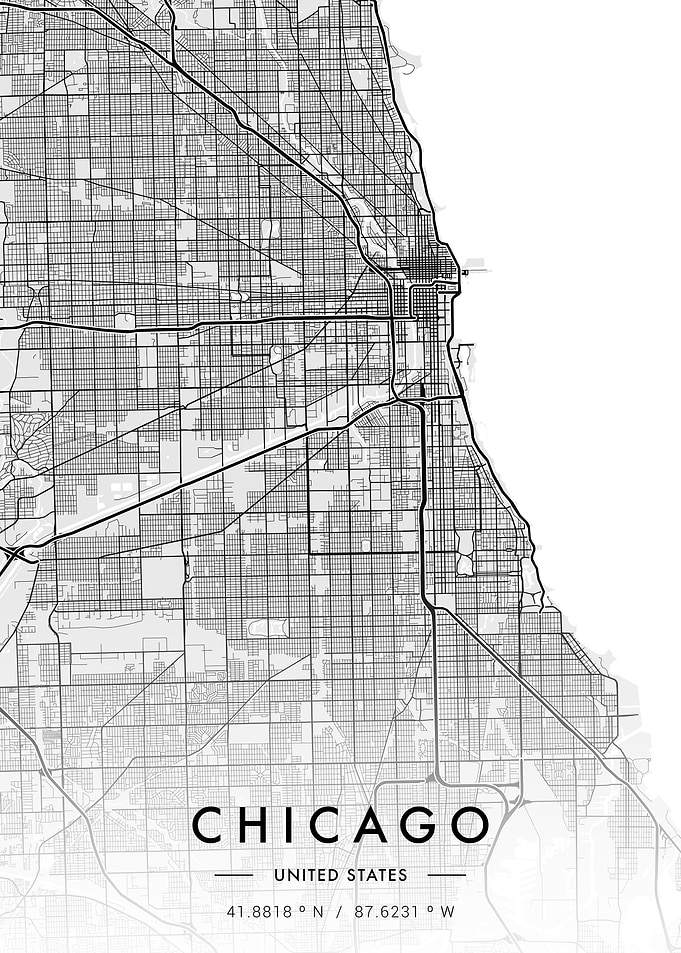 Chicago City Map White