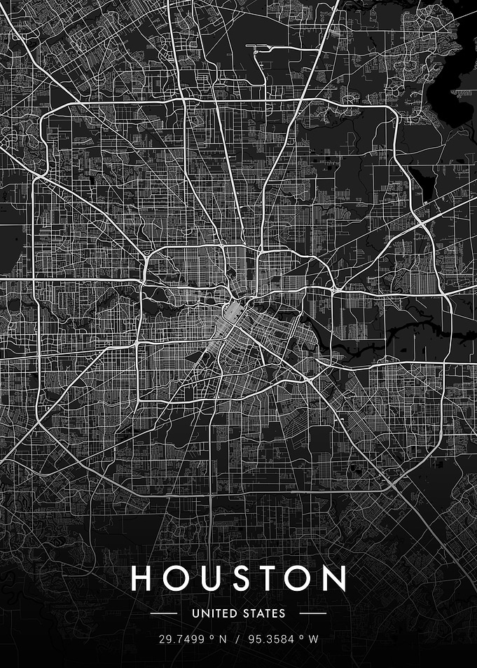 Houston City Map Dark