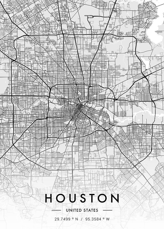 Houston City Map White