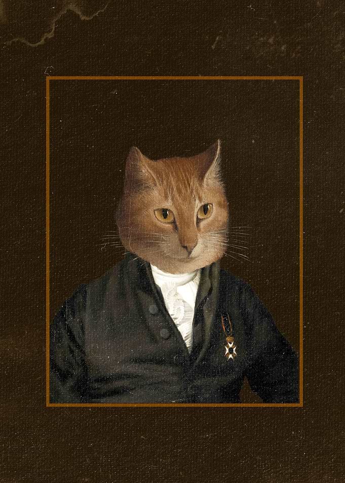 Funny Vintage Cat Portrait