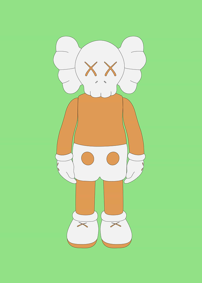 Kaws figurine orange white