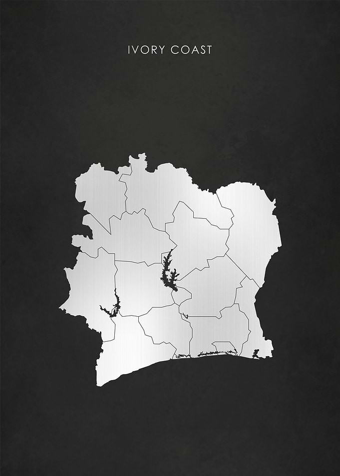 Silver Ivory Coast Map