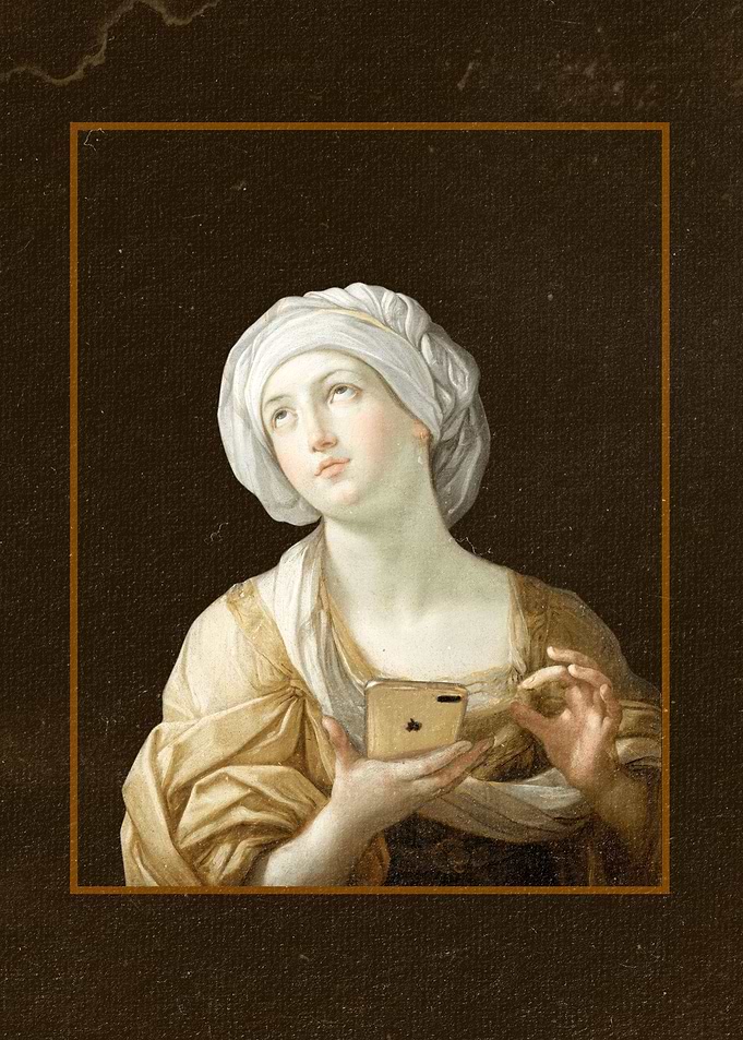 Vintage Women with iphone