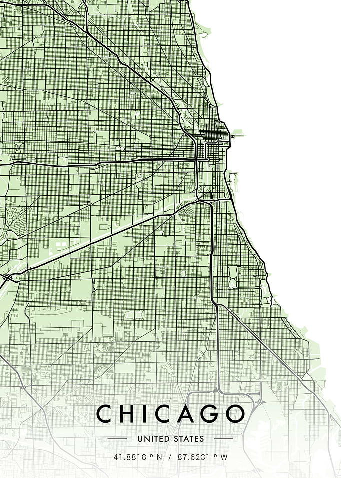 Chicago City Map Green