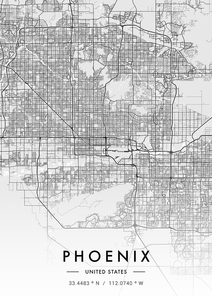 Phoenix City Map White