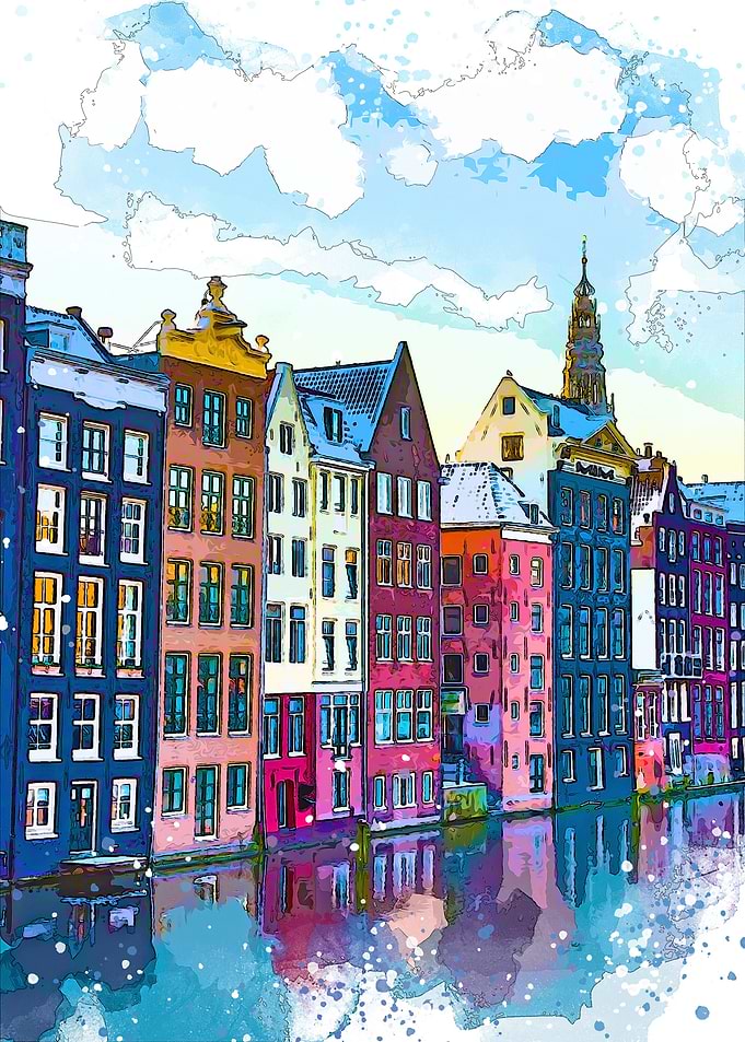 amsterdam in watercolor