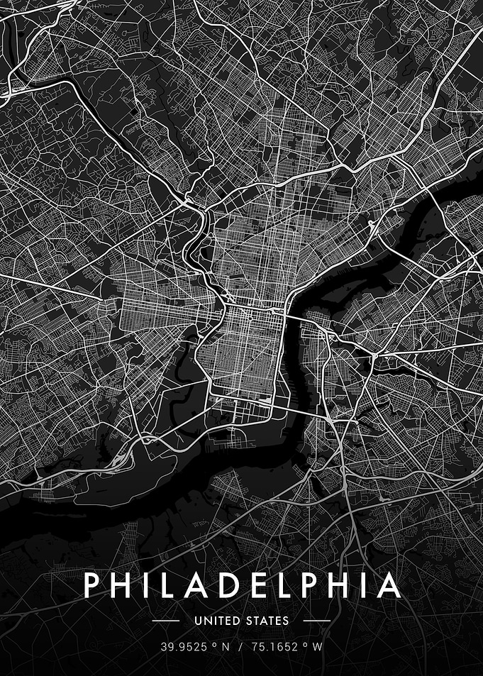 Philadelphia City Map Dark