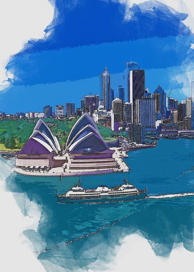 sydney in watercolor
