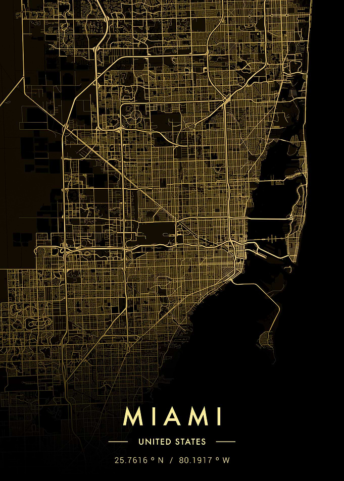 Miami City Map Gold
