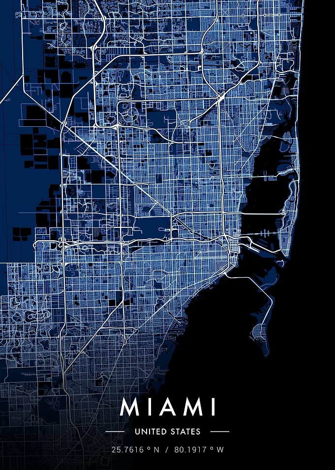 Miami City Map Blueprint