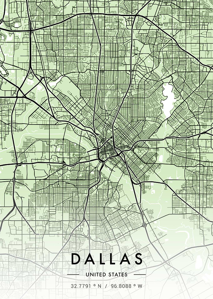 Dallas City Map Green