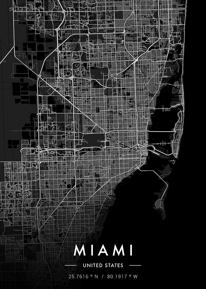 Miami City Map Dark