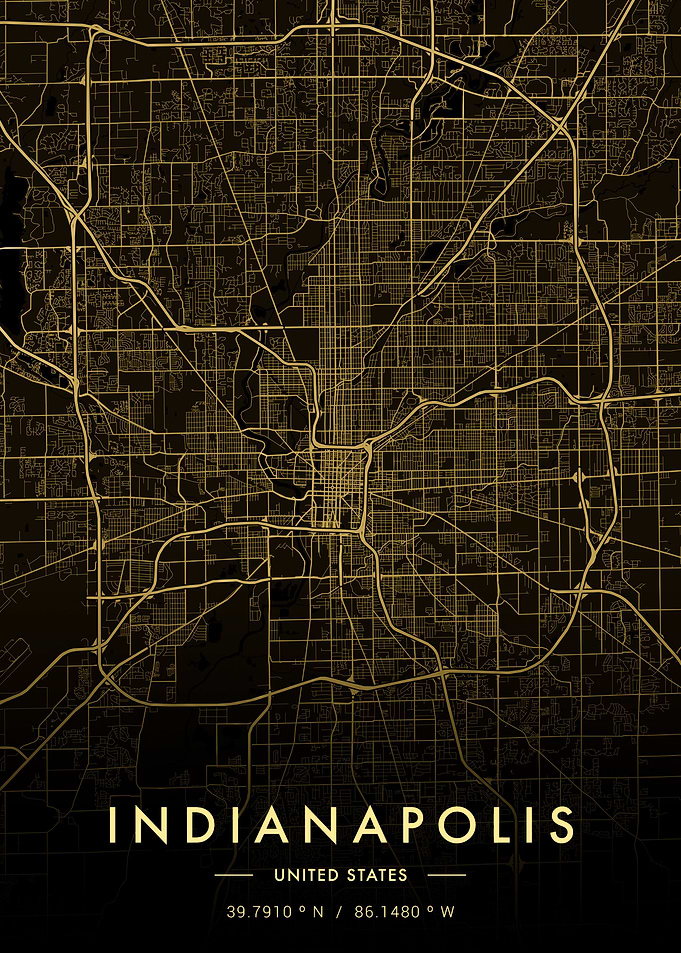Indianapolis City Map Gold