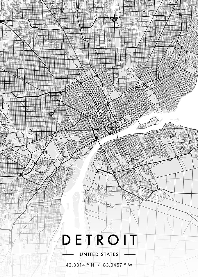 Detroit City Map White