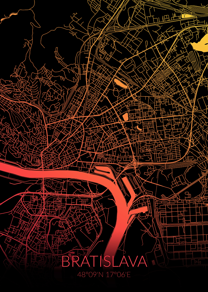 Bratislava Map Black Orang