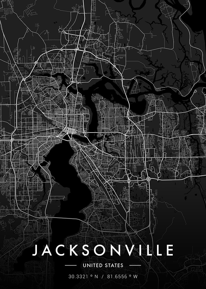 Jacksonville City Map Dark