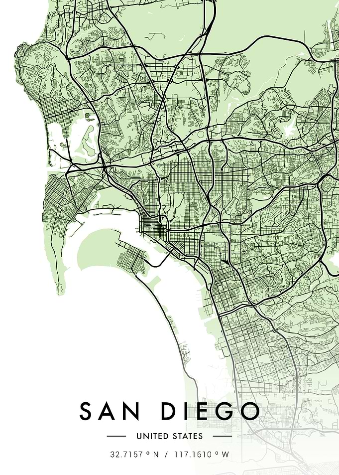 San Diego City Map Green
