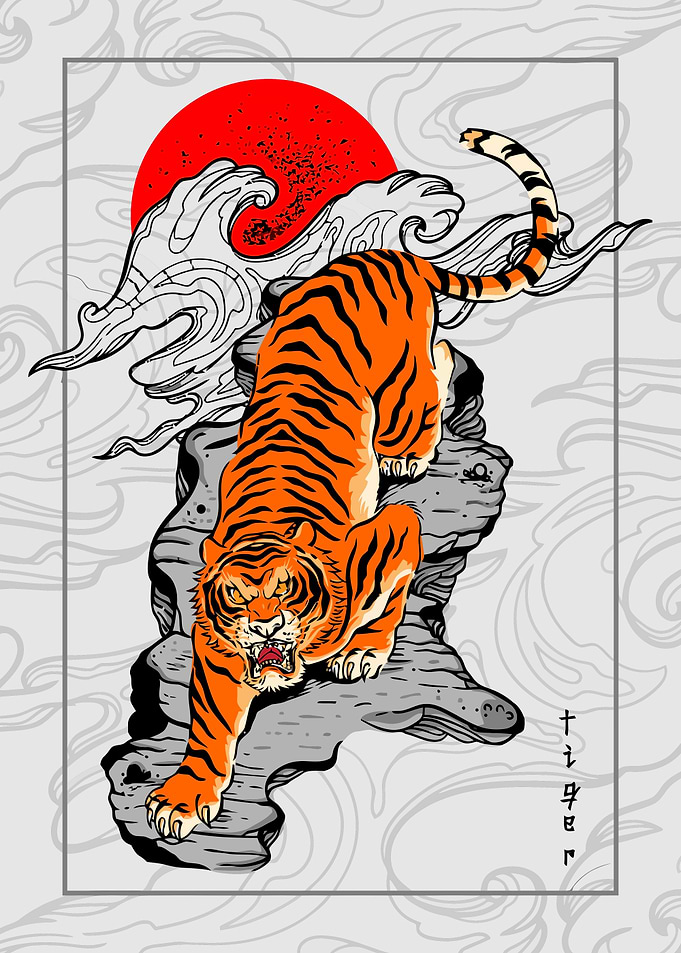 Japanese Tiger facing you