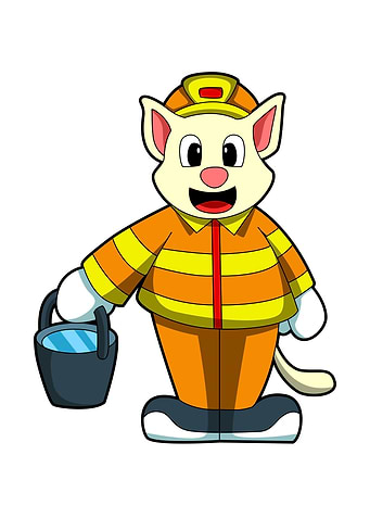 Cat Firefighter Water