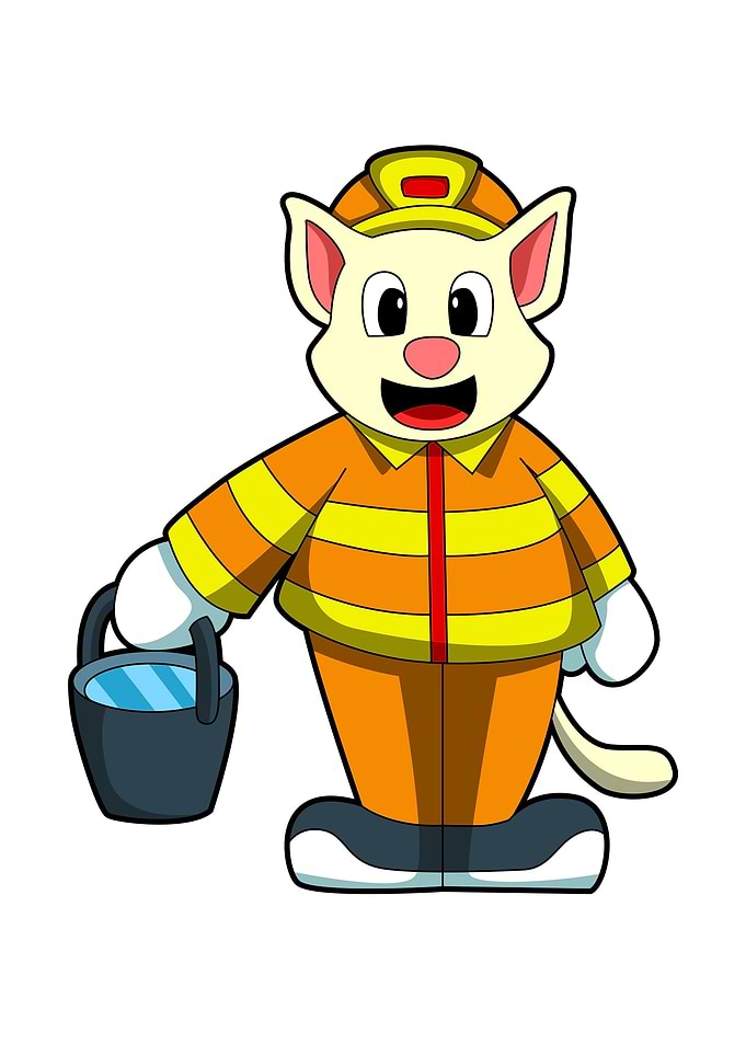 Cat Firefighter Water