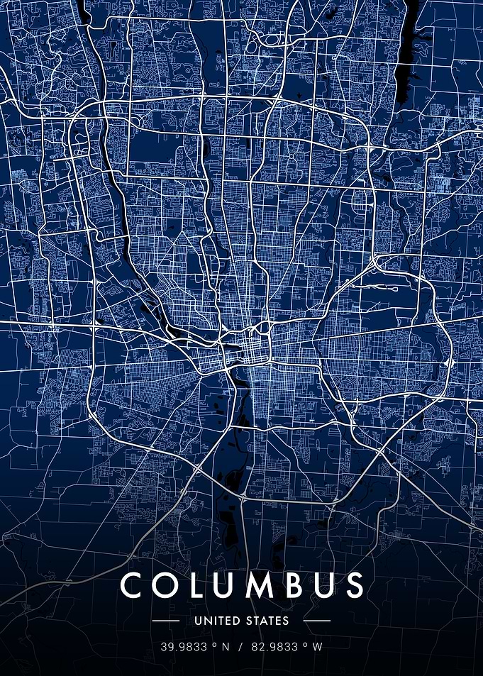 Columbus City Map Blue