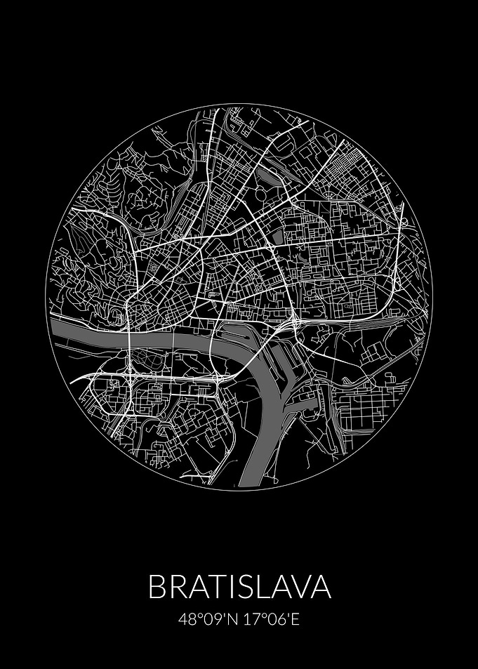 Bratislava City Map Black