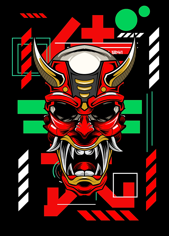 Samurai mask illustration