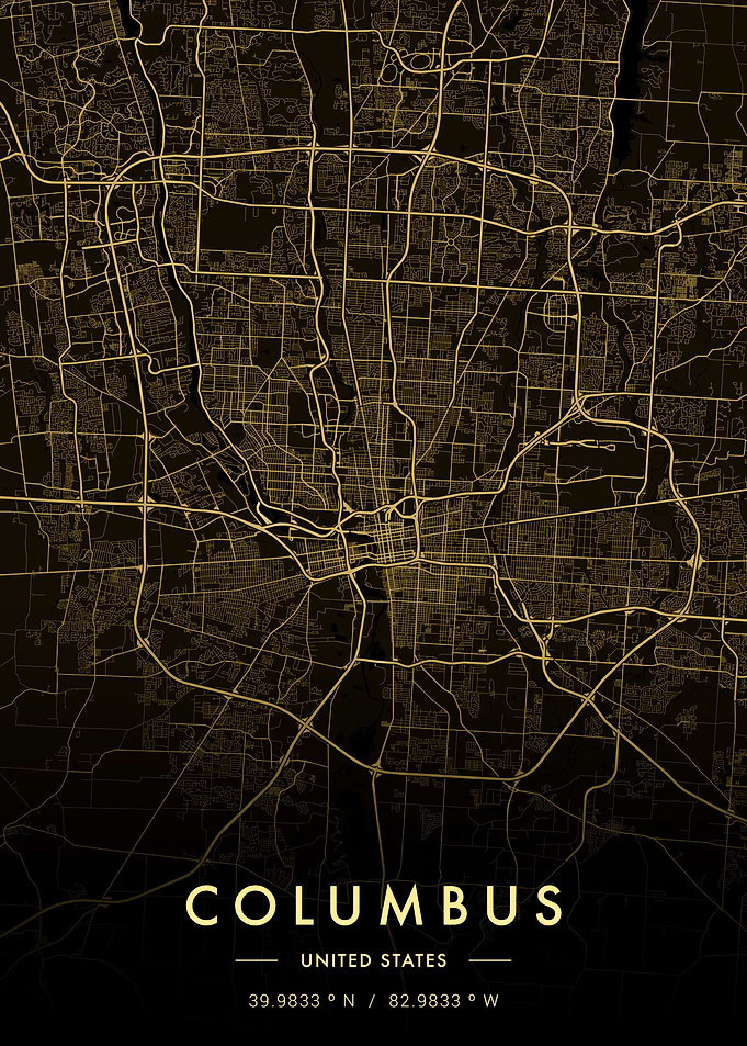 Columbus City Map Gold