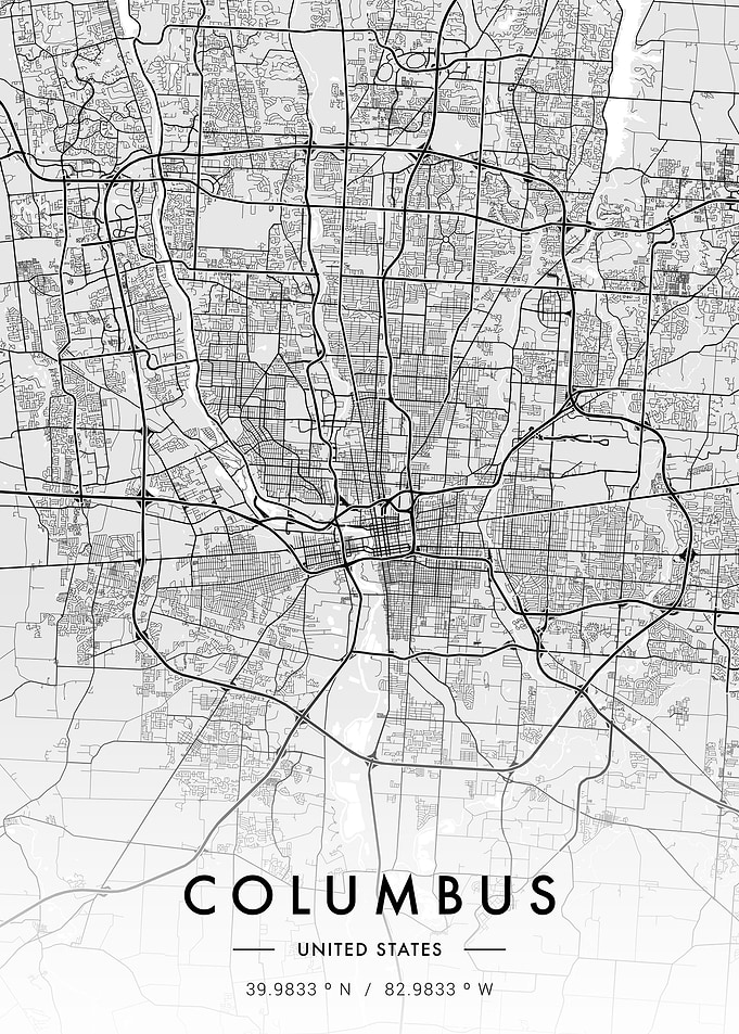 Columbus City Map White