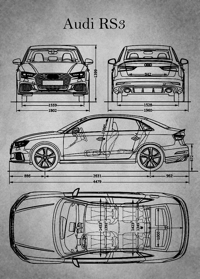 Audi RS3 Blueprint gray