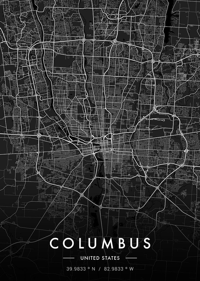 Columbus City Map Dark
