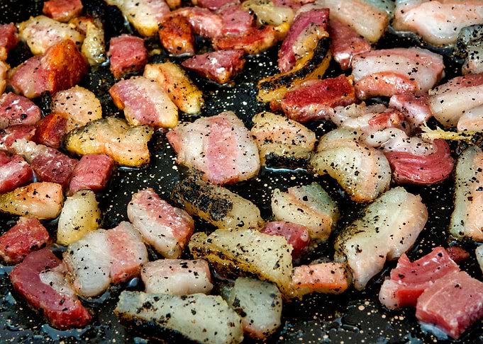Fried pancetta