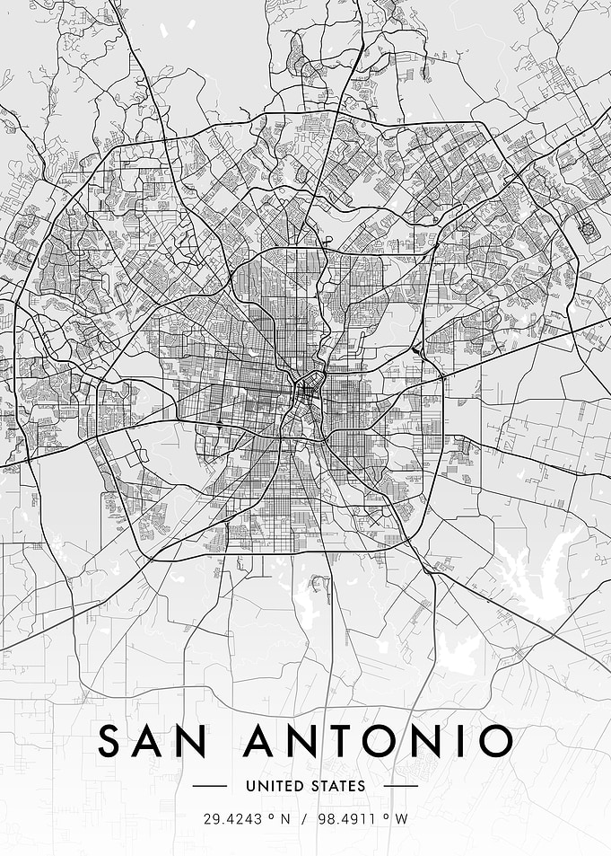San Antonio City Map White