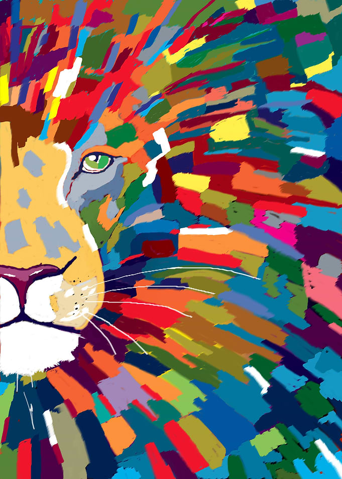 pop art style lion