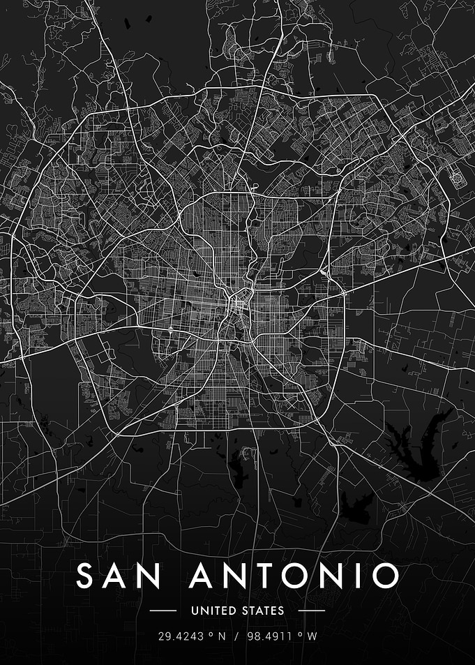 San Antonio City Map Dark